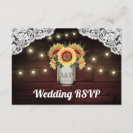 Sonnenblume Mason Jar Wood Lace Wedding RSVP Cards