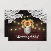 Sonnenblume Mason Jar Wood Lace Wedding RSVP Cards (Vorne/Hinten)