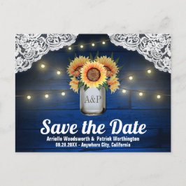 Sonnenblume Mason Jar Wood Save the Date Postkarte