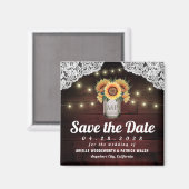 Sonnenblume Mason Jar Wood Speichern Sie die Datum Magnet (Vorderseite/Rückseite)