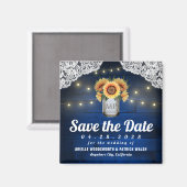 Sonnenblume Mason Jar Wood Speichern Sie die Datum Magnet (Vorderseite/Rückseite)