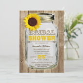 Sonnenblume-Maurer-Glas-rustikales Brautparty Einladung (Stehend Vorderseite)