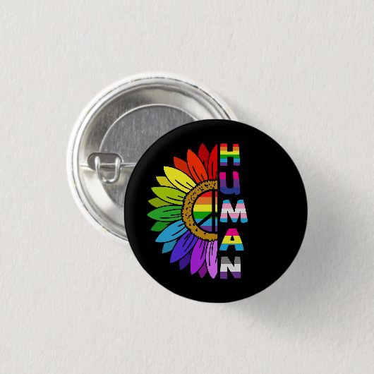 Sonnenblume Mensch in Regenbogenfarbe | LGBTQ | St Button (Vorne & Hinten)