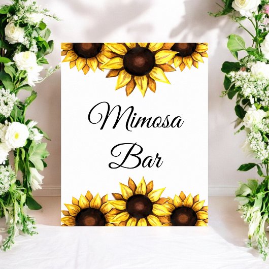 Sonnenblume Mimosa Bar Yellow White Wedding Floral Poster