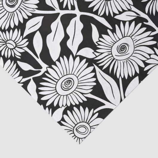 Sonnenblume Minimal monochrome Schwarz-weiß Seidenpapier (Detail)