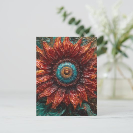 Sonnenblume mit Augapfel Postkarte (Stehend Vorderseite)