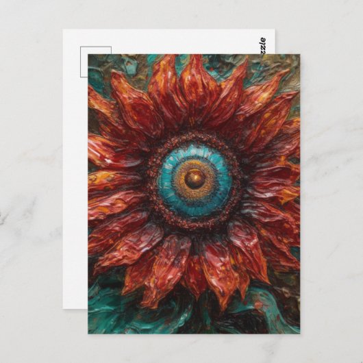Sonnenblume mit Augapfel Postkarte (Vorne/Hinten)