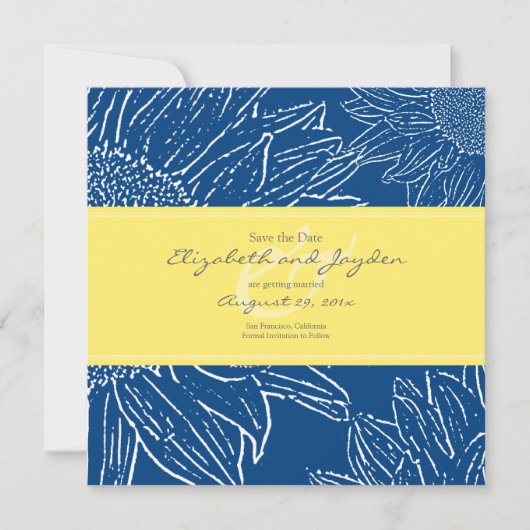 Sonnenblume mit Band Save the Date: Gelb Save The Date (Vorderseite)