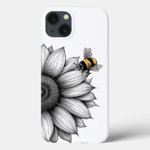 Sonnenblume mit Bee Black und White iPhone 13 Fall Case-Mate iPhone Hülle