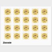 Sonnenblume mit Bee mini Honey Bear Yellow Label Quadratischer Aufkleber (Blatt)