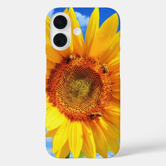 Sonnenblume mit Bees iPhone Case (Rückseite)