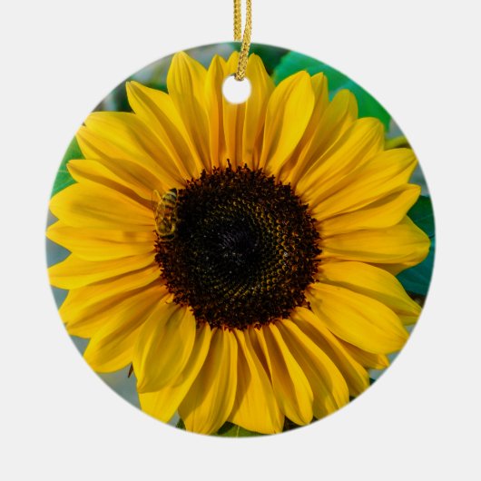 Sonnenblume mit Biene Keramik Ornament (Vorne)
