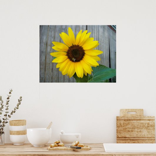 Sonnenblume mit Biene Poster (Küche)