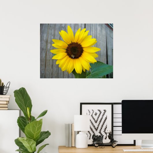 Sonnenblume mit Biene Poster (Heimbüro)