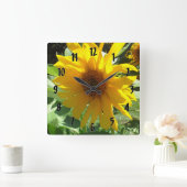 Sonnenblume mit Bienen Quadratische Wanduhr (Zuhause)
