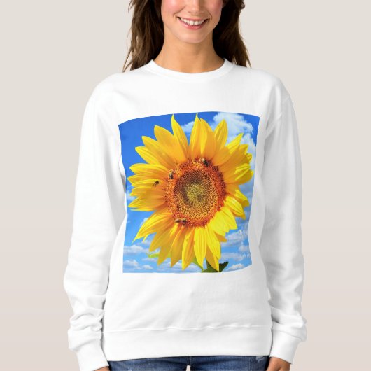Sonnenblume mit Bienen Sweatshirt (Vorderseite)
