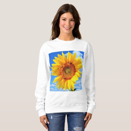 Sonnenblume mit Bienen Sweatshirt (Vorne ganz)