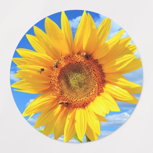 Sonnenblume mit Bienenklebern Etiketten (Design 1)