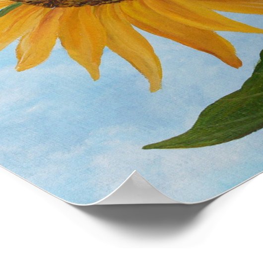 Sonnenblume mit blauem Himmel und Wolken Poster (Ecke)