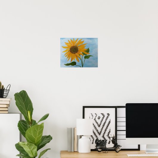 Sonnenblume mit blauem Himmel und Wolken Poster (Heimbüro)