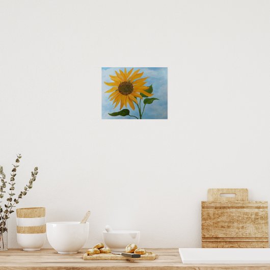 Sonnenblume mit blauem Himmel und Wolken Poster (Küche)