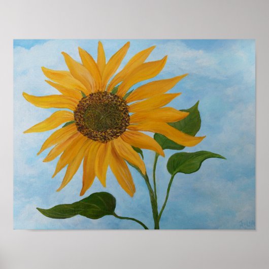 Sonnenblume mit blauem Himmel und Wolken Poster (Vorne)