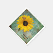 Sonnenblume mit Butterfly-Hochzeitcocktail Serviette (Ecke)