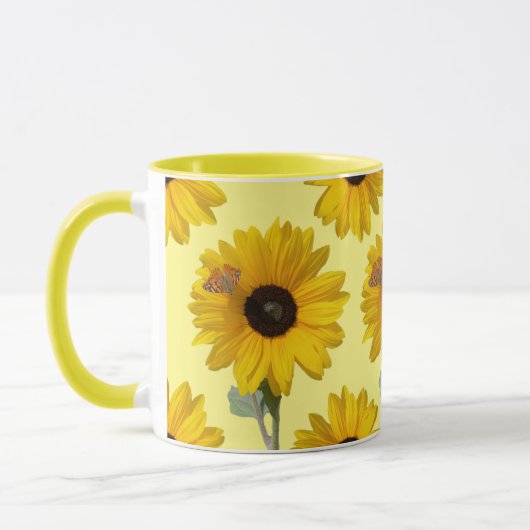 Sonnenblume mit Butterfly-Tasse Tasse (Links)