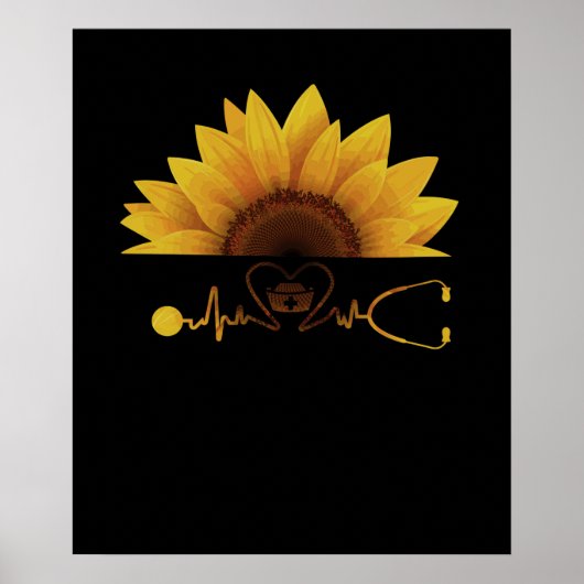 Sonnenblume mit einem Nurse Heartbeat Hippie Sunsh Poster (Vorne)