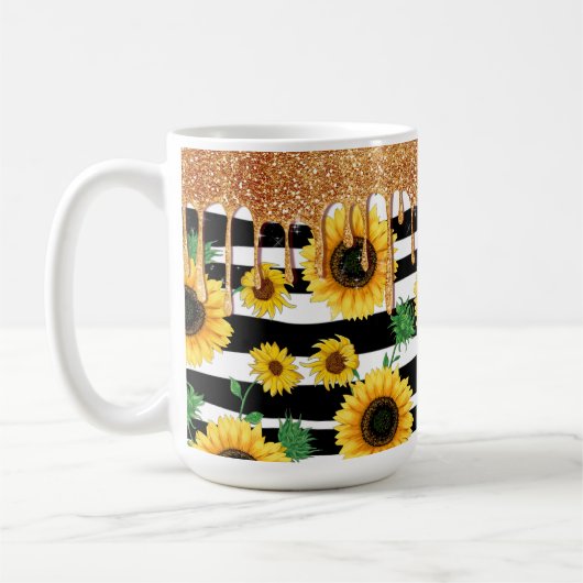 Sonnenblume mit Gold-Glitzer Kaffeetasse (Links)
