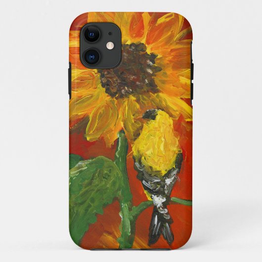 Sonnenblume mit Goldfinch Case-Mate iPhone Hülle (Rückseite)