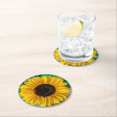 Sonnenblume mit Honigbiene Runder Pappuntersetzer (Vor Ort)