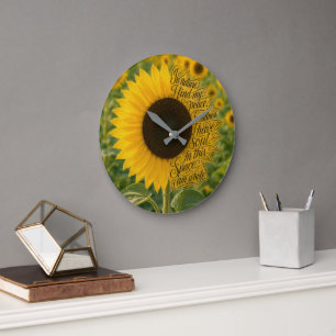 Sonnenblume mit inspirierendem Zitat Große Wanduhr