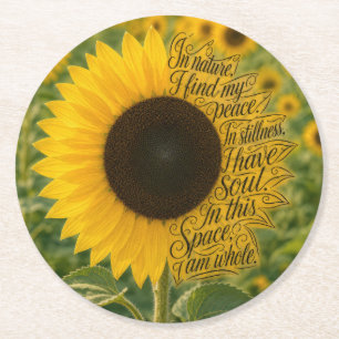 Sonnenblume mit inspirierendem Zitat Runder Pappuntersetzer