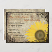 Sonnenblume mit Ladybug Vintage Hochzeit Einladung (Vorne/Hinten)