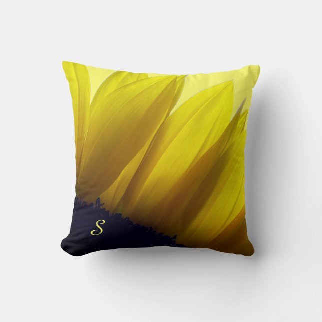 Sonnenblume mit Monogramm Kissen (Vorderseite)