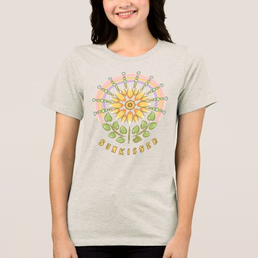 Sonnenblume mit Regenbogen Tri-Blend Shirt (Vorderseite)