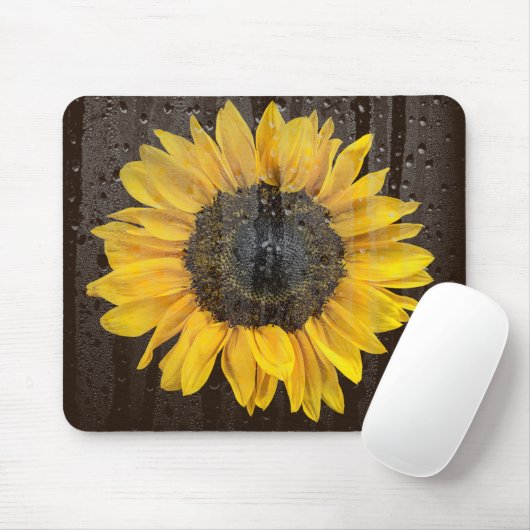 Sonnenblume mit Regentropfen auf Fenster Mousepad (Mit Mouse)