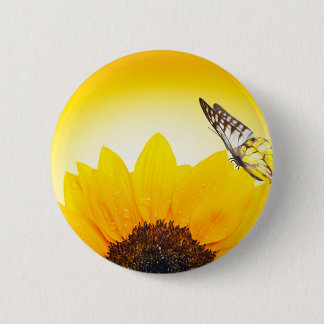 Sonnenblume mit Schmetterling Button
