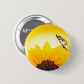 Sonnenblume mit Schmetterling Button (Vorne & Hinten)