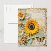 Sonnenblume mit Schmetterling Feiertagspostkarte (Vorne/Hinten)