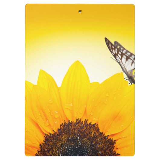 Sonnenblume mit Schmetterling Klemmbrett (Rückseite)