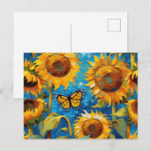 Sonnenblume mit Schmetterling Postkarte (Vorne/Hinten)