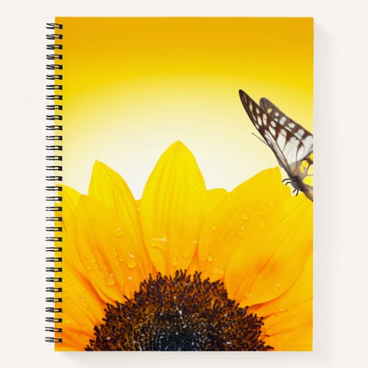 Sonnenblume mit Schmetterling SpiralNotebook Notizblock (Vorderseite)