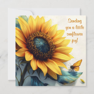 Sonnenblume mit Schmetterlingen mit anpassbarem Te Feiertagskarte