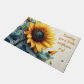 Sonnenblume mit Schmetterlingen mit anpassbarem Te Fußmatte (Schrägansicht)