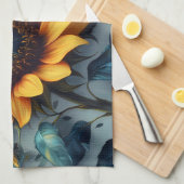 Sonnenblume mit Schmetterlingen mit anpassbarem Te Geschirrtuch (Viertel Falte)