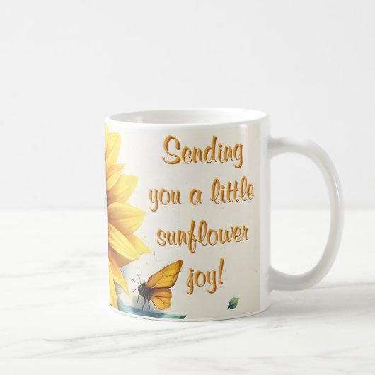 Sonnenblume mit Schmetterlingen mit anpassbarem Te Kaffeetasse (Rechts)