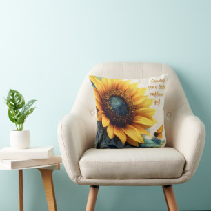 Sonnenblume mit Schmetterlingen mit anpassbarem Te Kissen