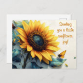 Sonnenblume mit Schmetterlingen mit anpassbarem Te Postkarte (Vorne/Hinten)